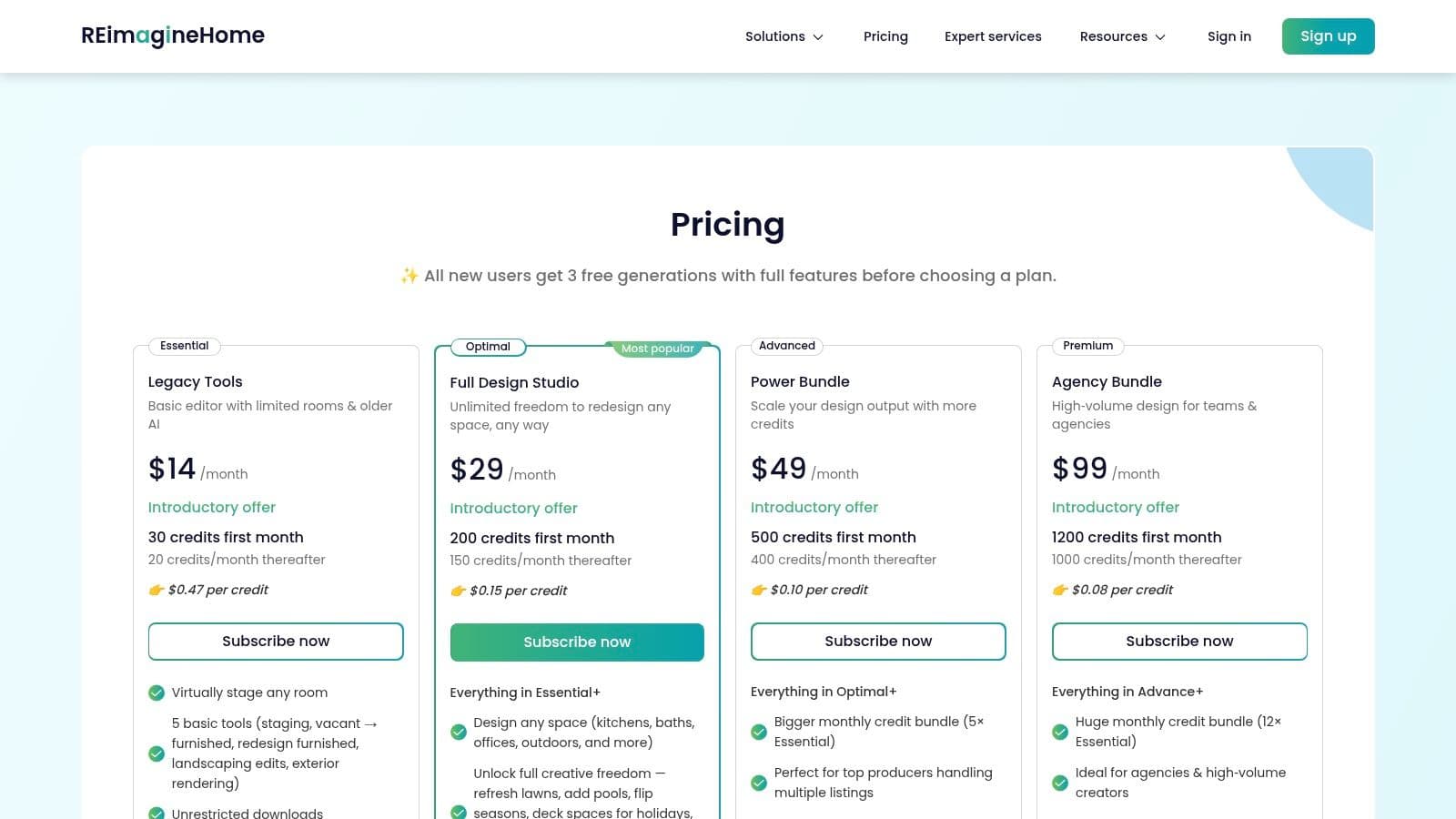 Reimagine Home Pricing Plans